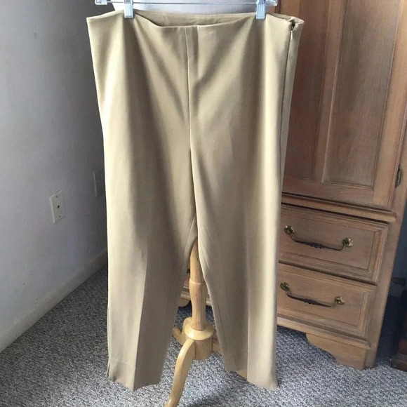 Leggiadro camel stretch cotton crop pants side zip Size 14 - Picture 2 of 7